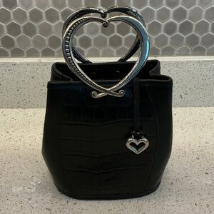 Brighton Black Mini Bag with Silver Heart Handle